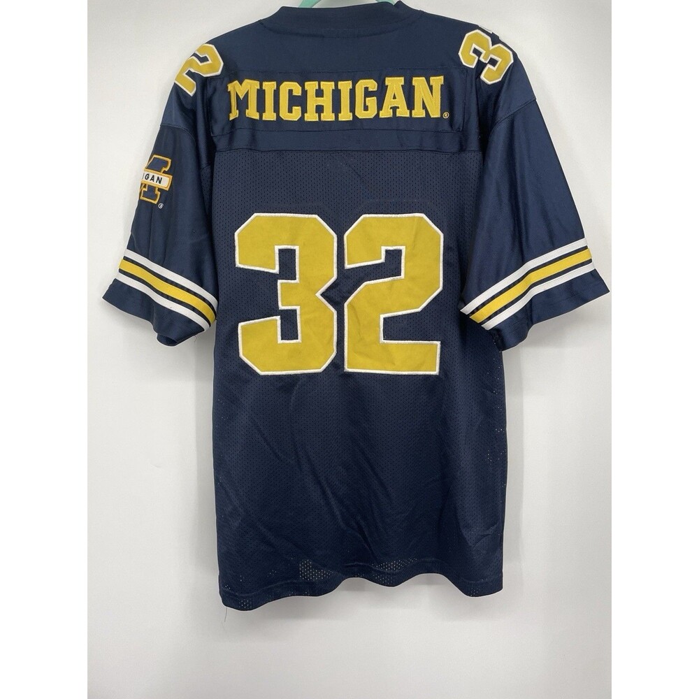 Vintage 90s Y2K Colosseum Univ of Michigan Wolverines Jersey #32 Blue Yellow - Picture 5 of 16